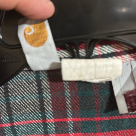 Vintage Carhartt Men's Plaid Shirt - Red, Green, and White - Picture 3 of 5